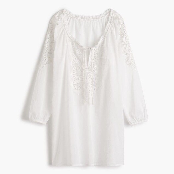 J. Crew coverup in off white with inset embroidery & rope neck tie. XL. - Picture 13 of 15